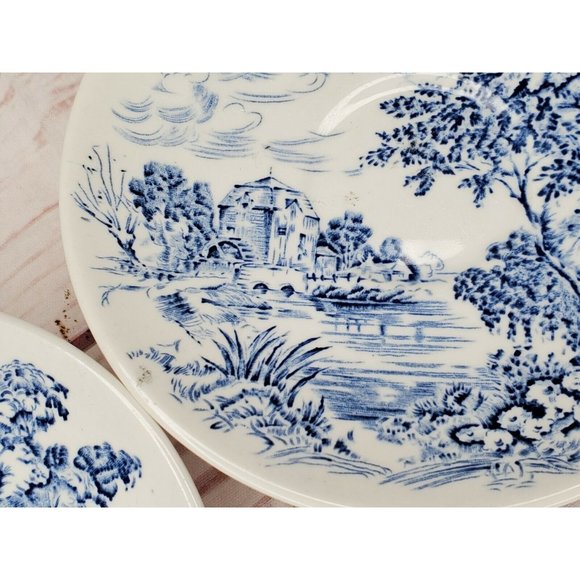 Lot Of 2 Countryside Wedgwood And Co. Made In England Teacup Blue White Saucers - Picture 9 of 11